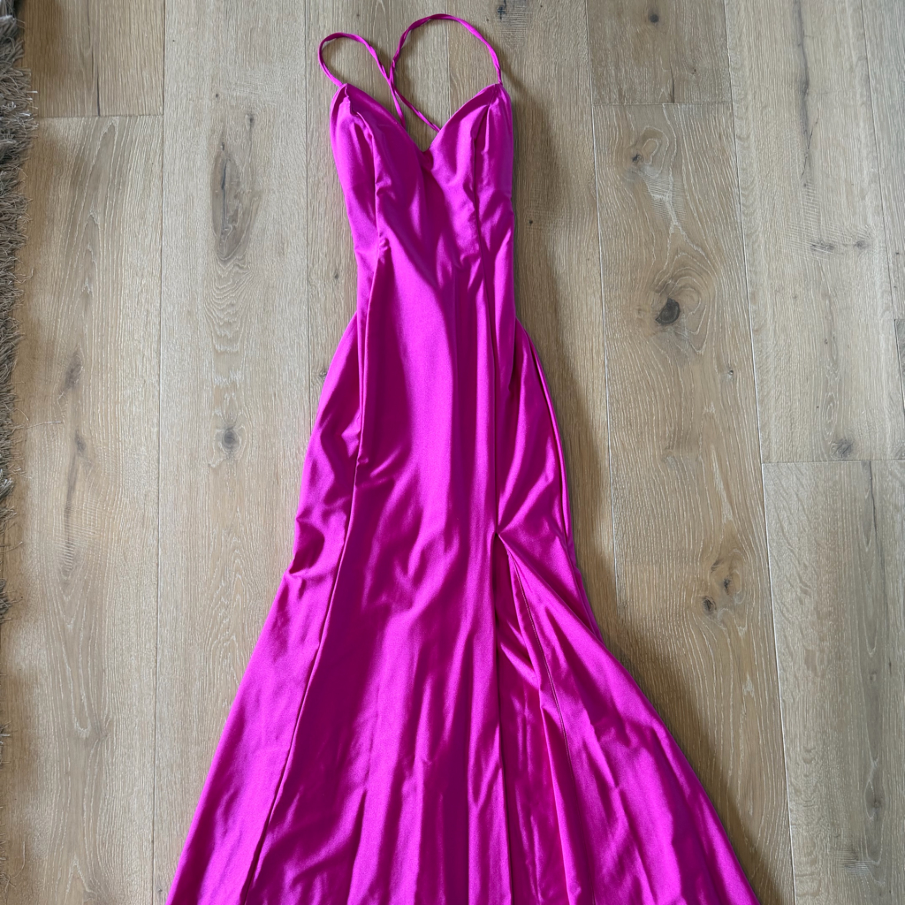 Bright Fuchsia Satin Maxi Dress